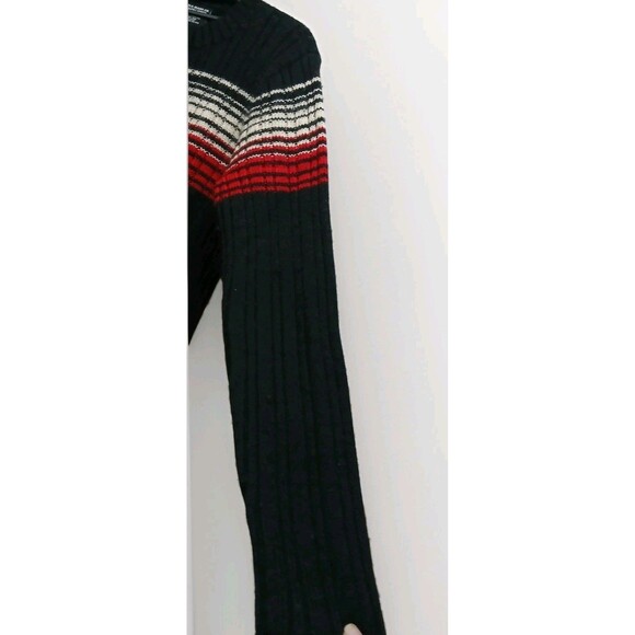 Vintage Polo Jeans Co Ralph Lauren Black Stripe Pullover Wool Sweater Large Y2K - Picture 6 of 7